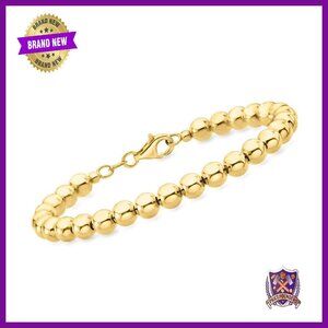 Italian 6mm 18kt Gold Over Sterling Silver Bead Bracelet